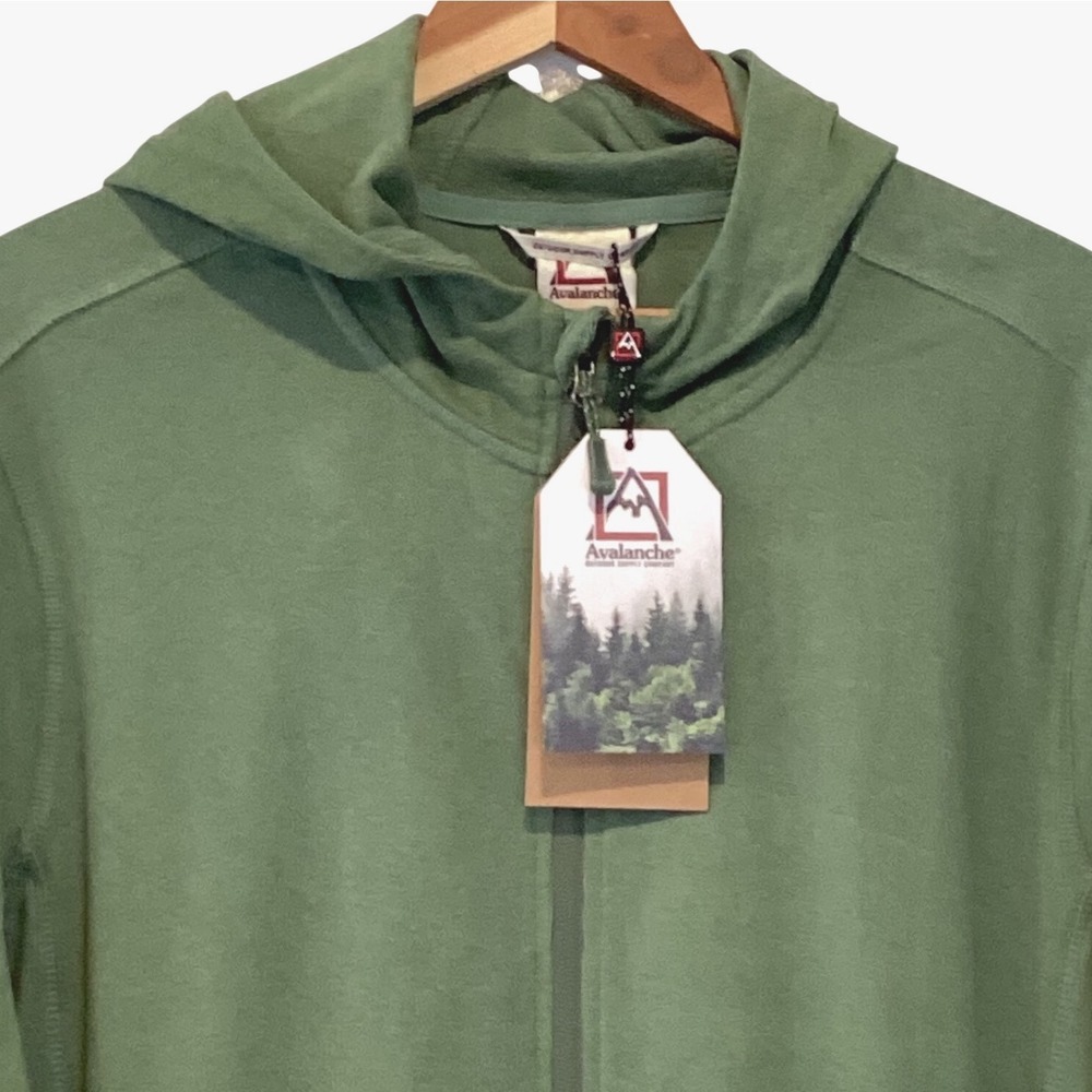 NWT Avalanche Mens L Green Full Zip Micro Ribbed Hoodie - Large $98